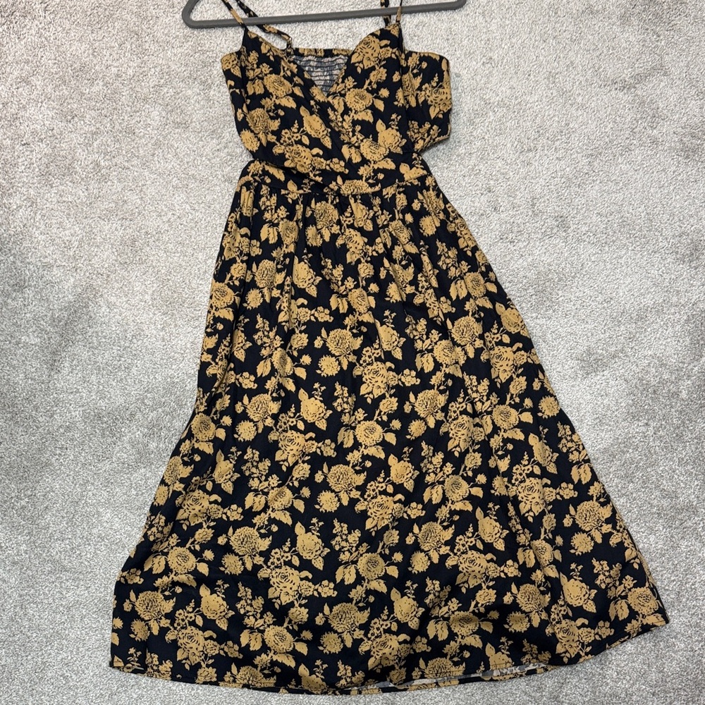 Floral Black and Gold Women's Dress